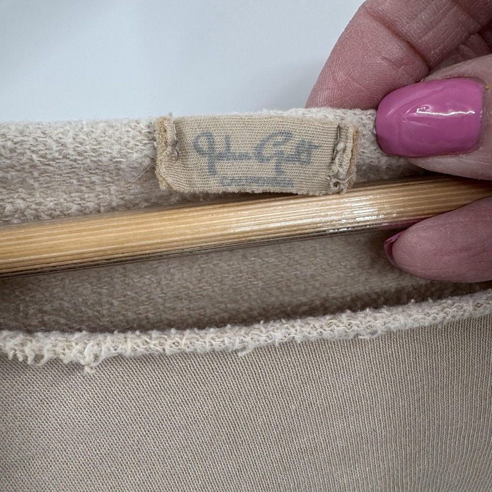 Brandy Melville Sweatshirt‎ Womens One Size Beige Cropped Raw Hem Terry Pullover - Picture 3 of 8
